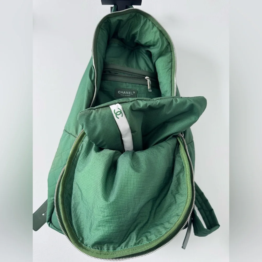 CHANEL Green Quilted Backpack - Picture 13 of 14